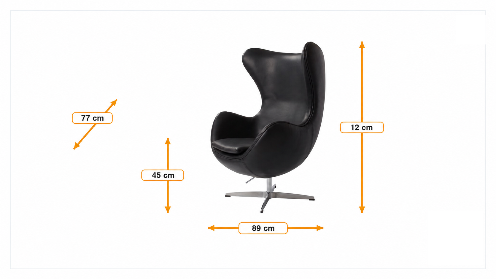 Product dimensions for Fauteuil Egg chaise cuir | FurnFurn