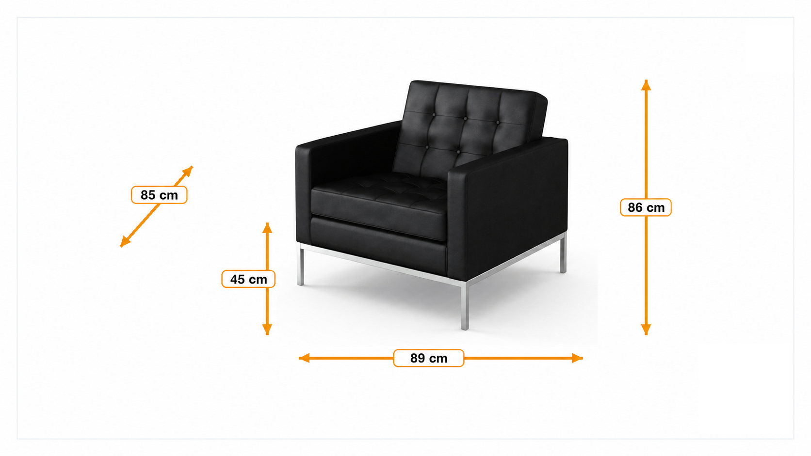 Product dimensions for Lounge chair Florence | FurnFurn