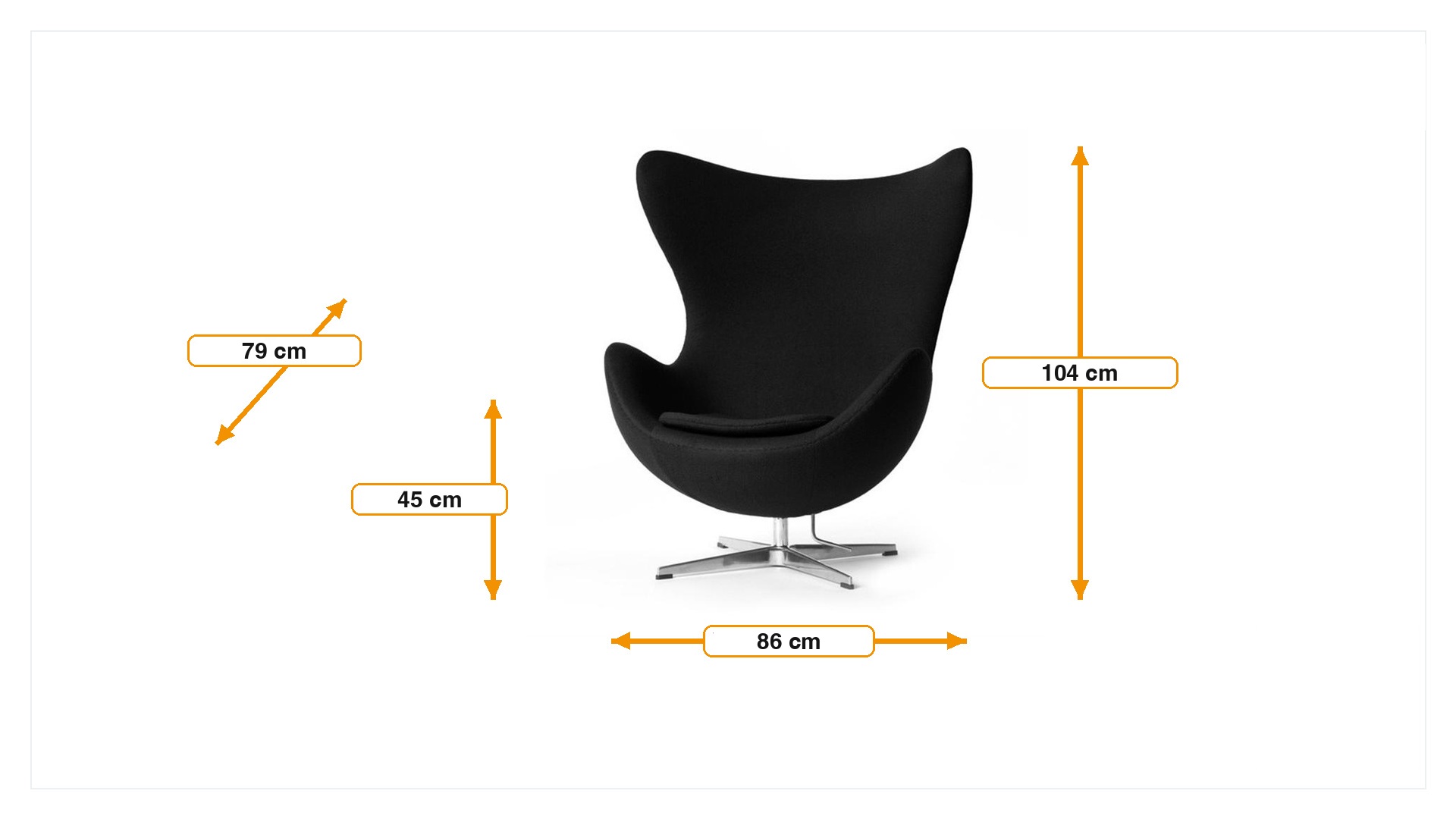 Product dimensions for Lounge stol Egg stol Cashmere | FurnFurn