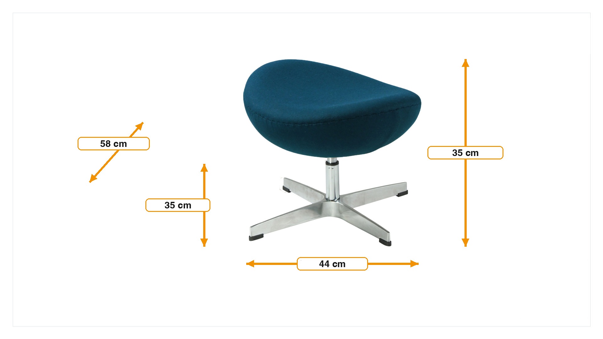Product dimensions for Sgabello Egg chair Cachemire | FurnFurn