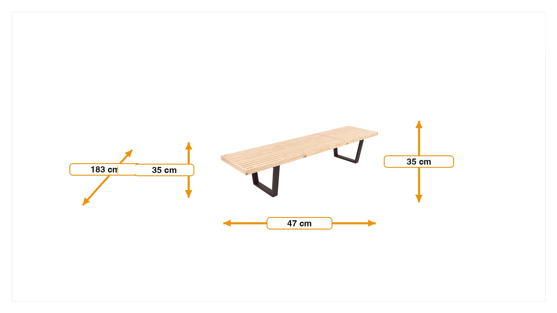 Product dimensions for Banco Nelson Bench 183cm | FurnFurn