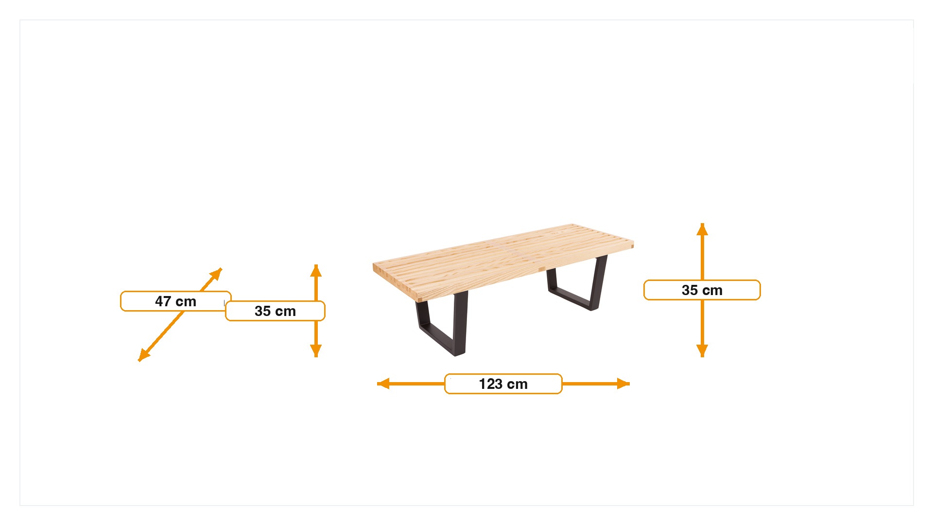 Product dimensions for Panca Nelson Bench | FurnFurn