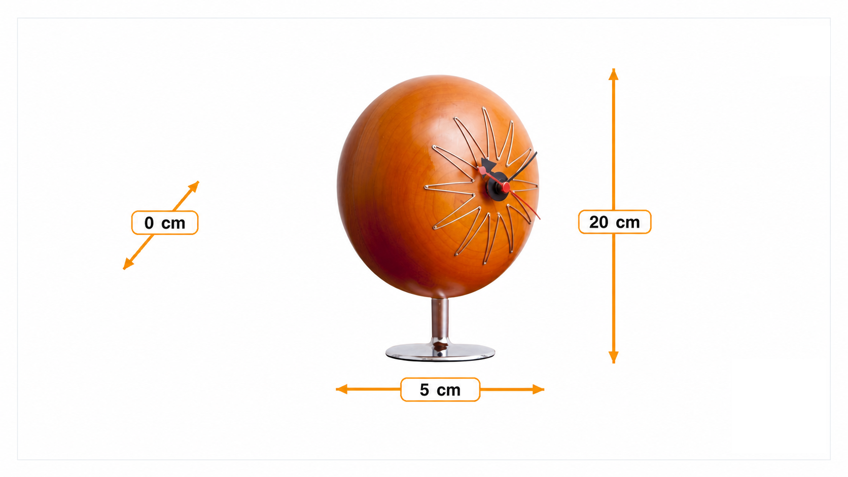 Product dimensions for Zegar stołowy Pill clock Orzech | FurnFurn
