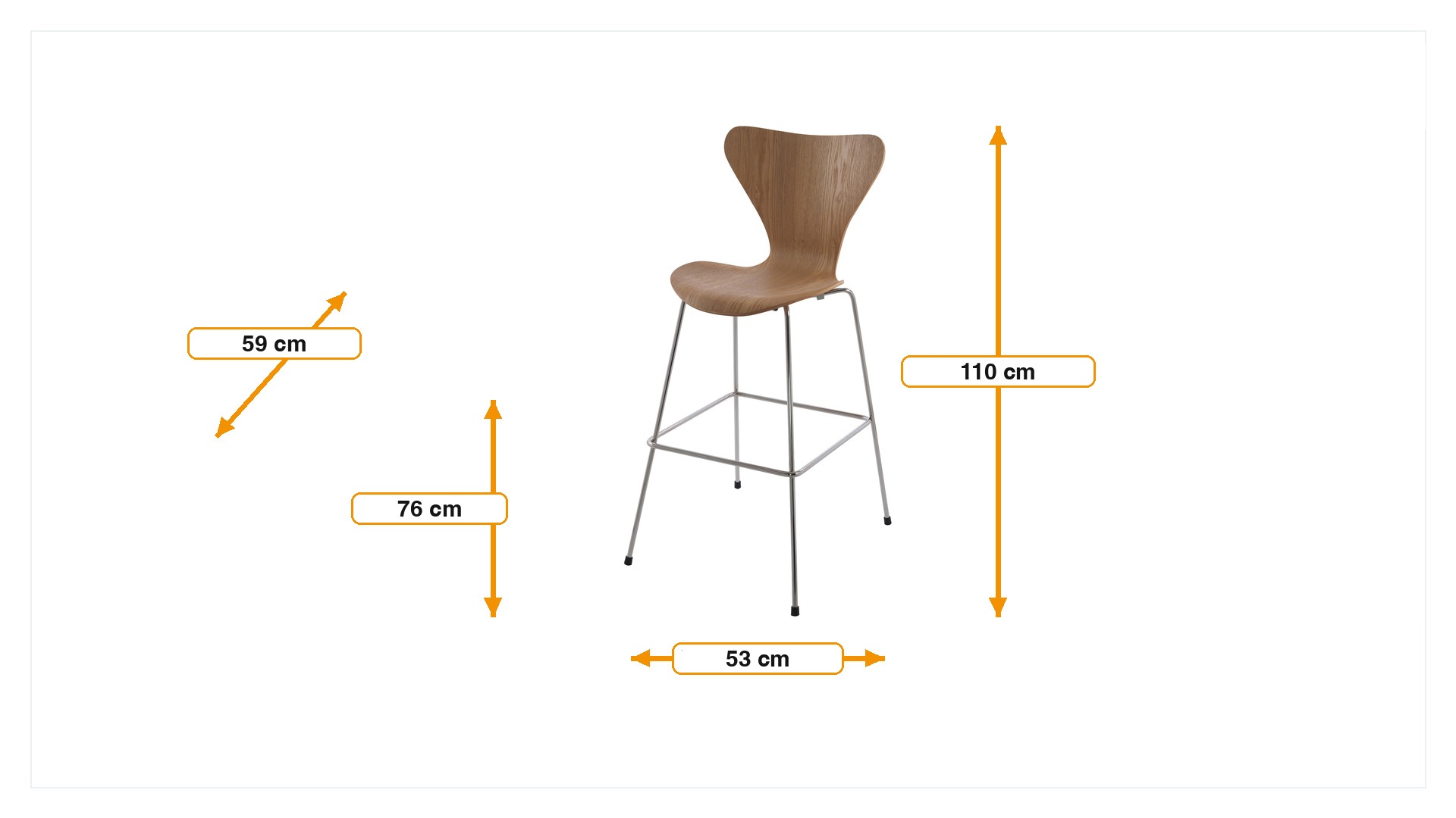 Product dimensions for Barstool butterfly series 76cm | FurnFurn