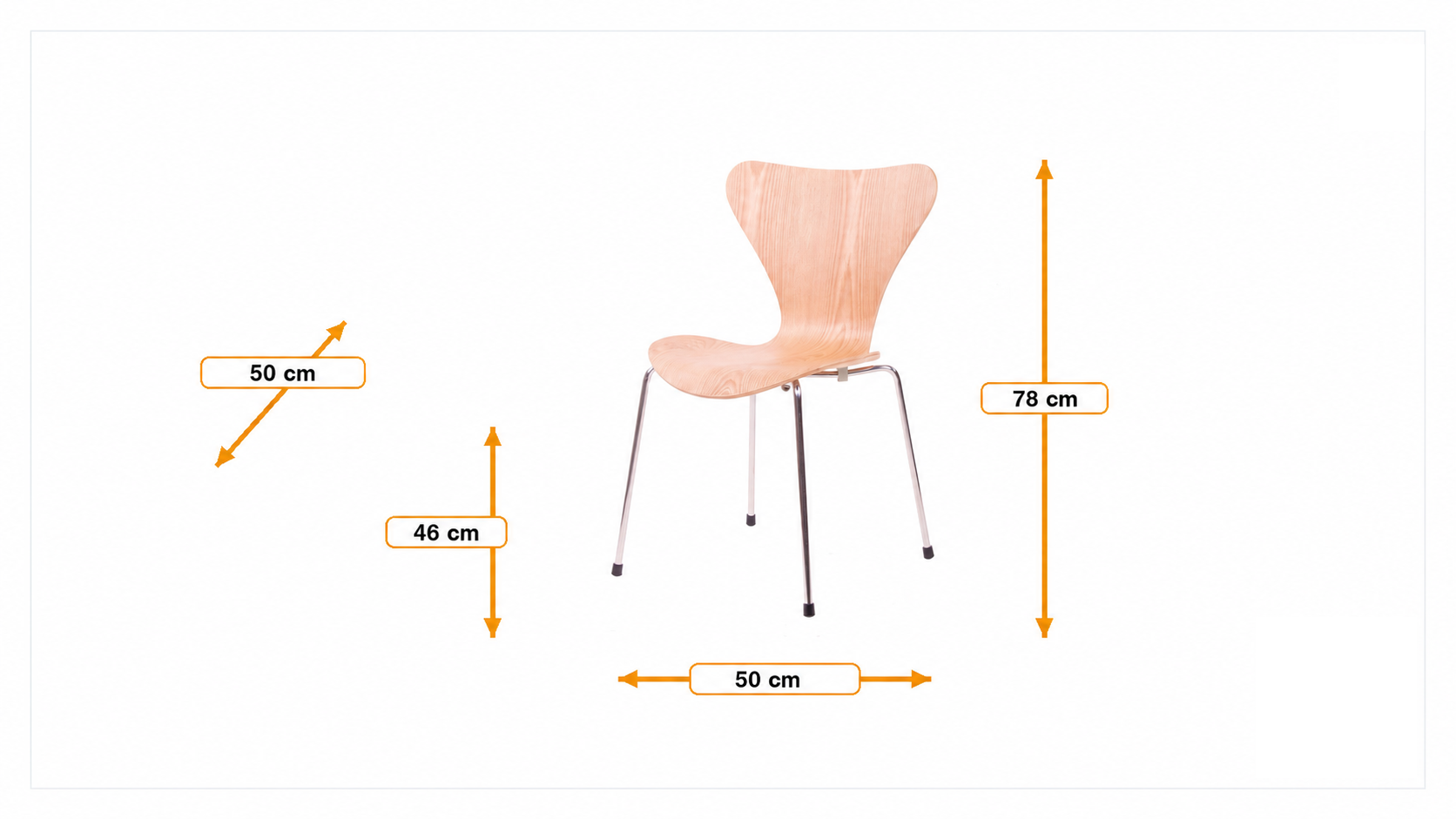 Product dimensions for Spisebordsstol butterfly series | FurnFurn