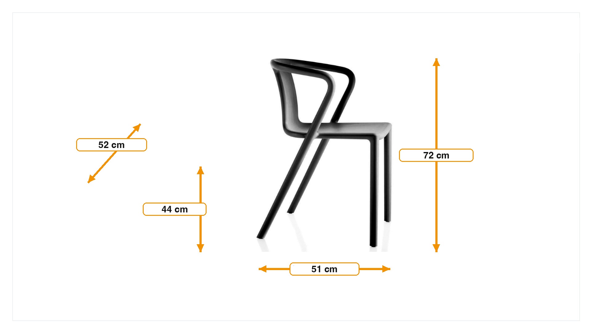 Product dimensions for Terrasse stol Air armchair | FurnFurn