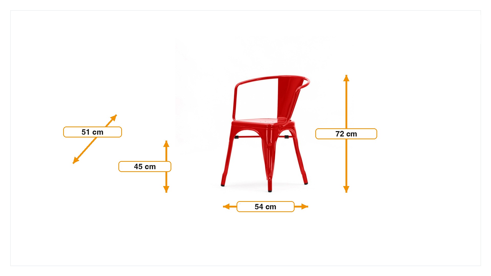 Product dimensions for Spisebordsstol Udendørsstol i Tolix stil | FurnFurn