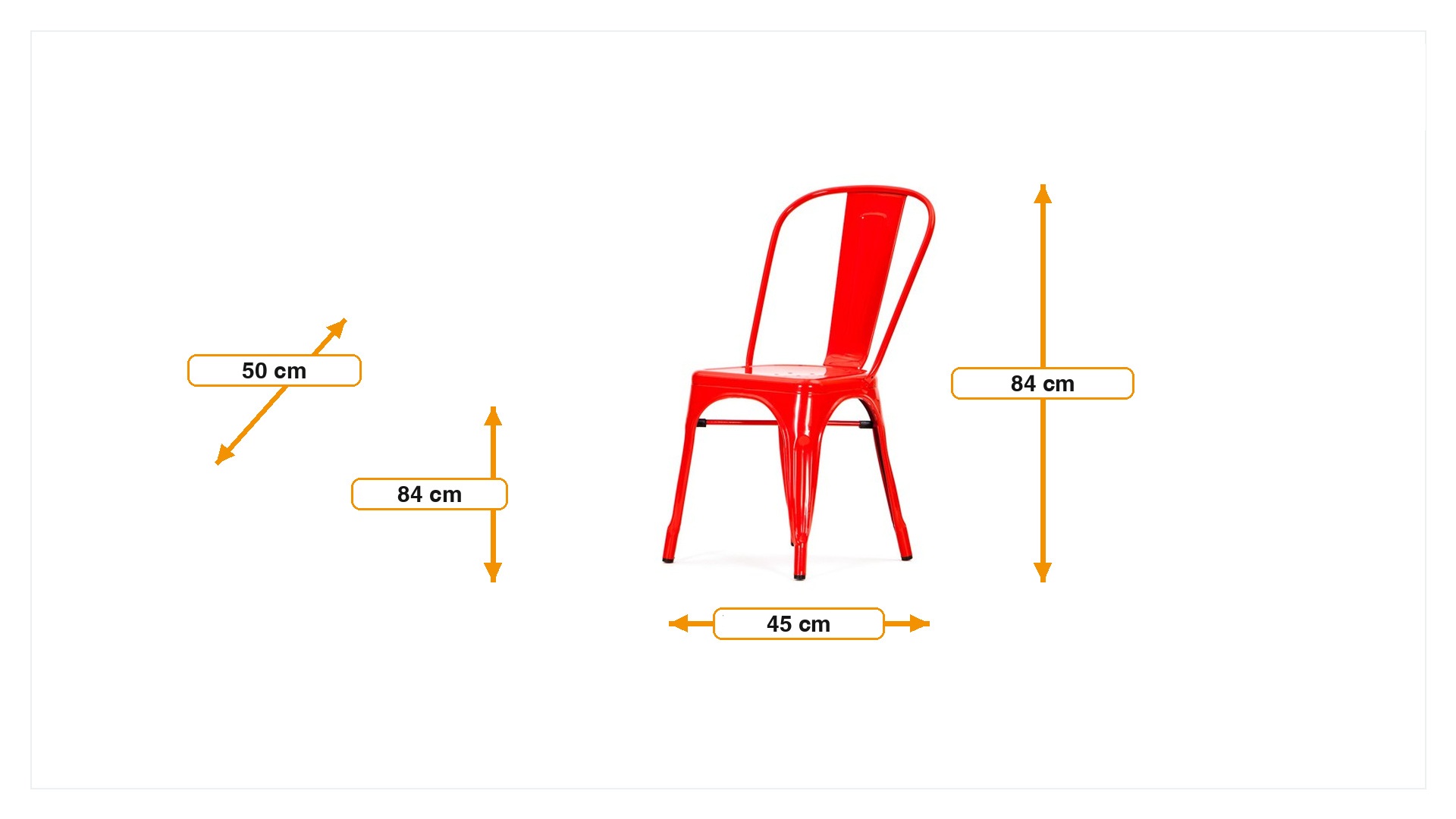 Product dimensions for Terrace chair Tolix style outdoor chair No arms | FurnFurn