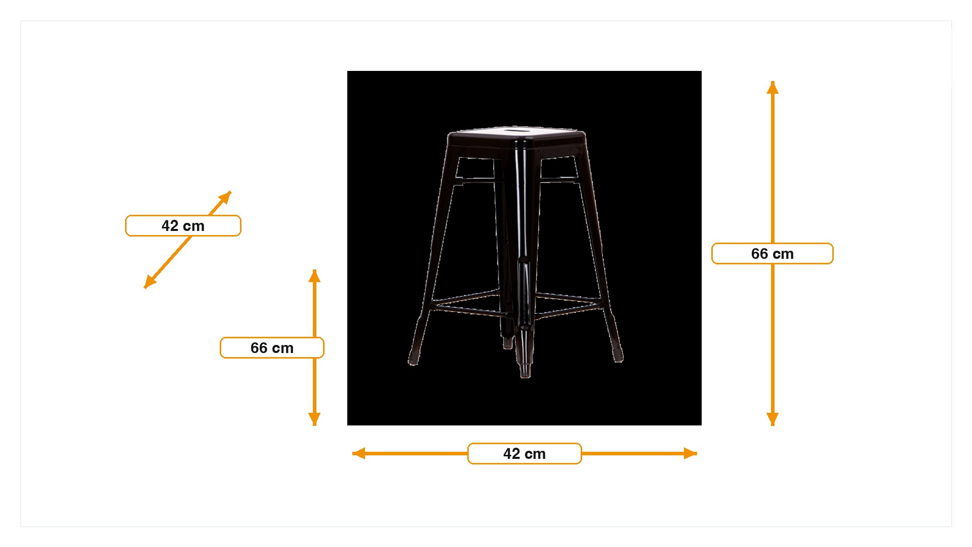 Product dimensions for Barstool Tolix style barstool 66cm | FurnFurn