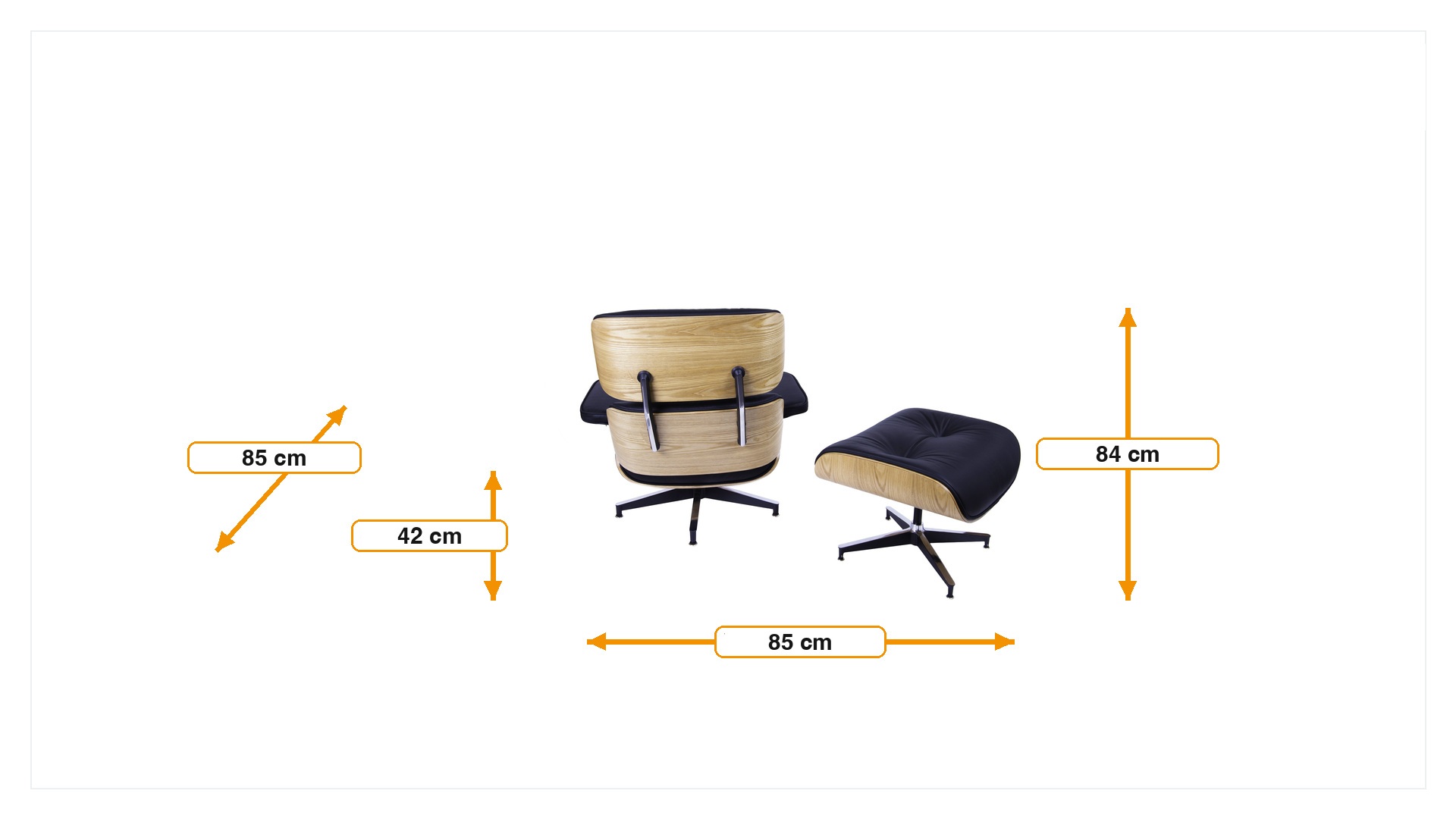 Product dimensions for Sillón con hocker EA670 | FurnFurn