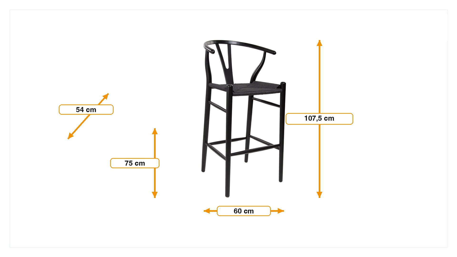 Product dimensions for Tamborete Y-chair wishbone estilo CH24 | FurnFurn