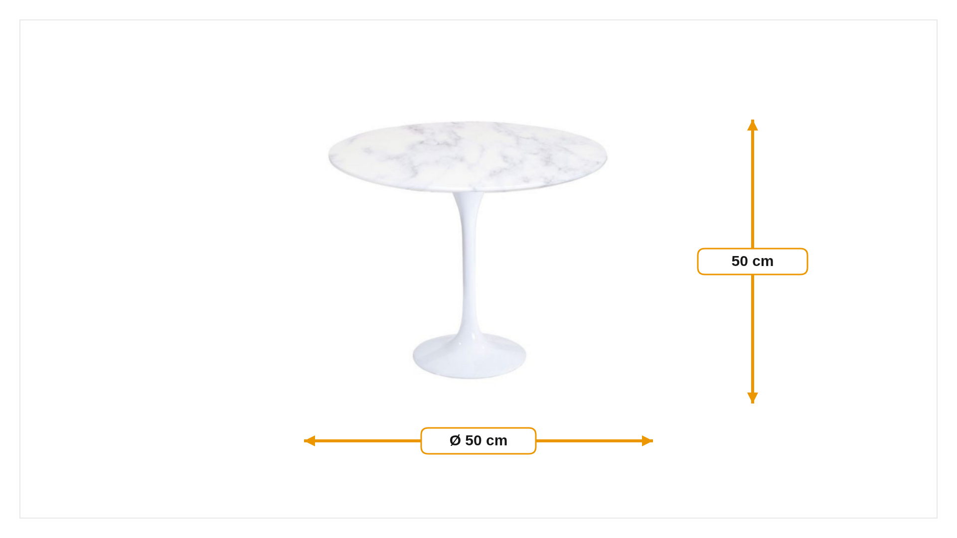 Product dimensions for Side table Tulip Table 50cm Top Marble white Base white | FurnFurn