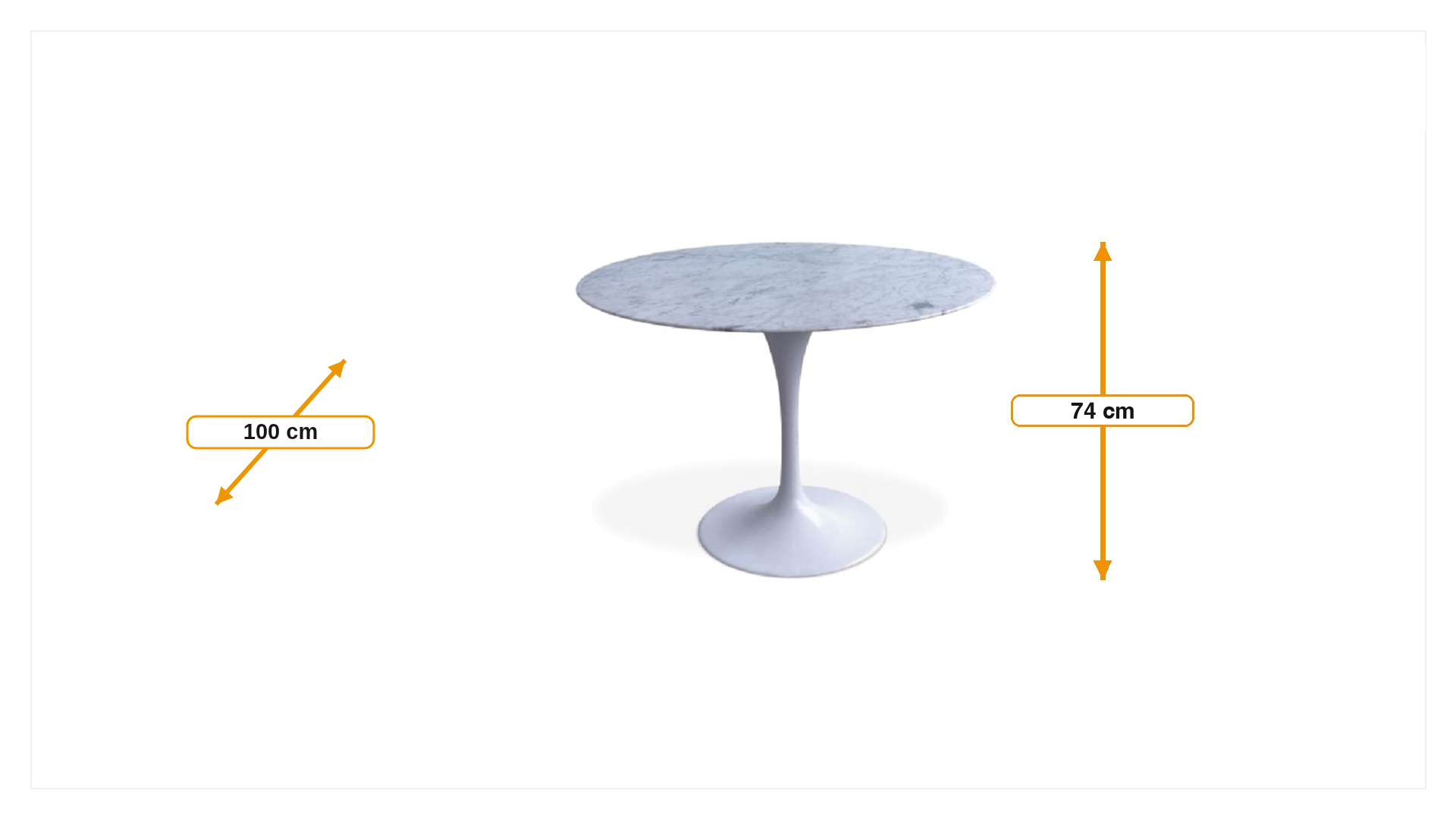 Product dimensions for Dining table Tulip Table 100cm Top Marble white Base white | FurnFurn