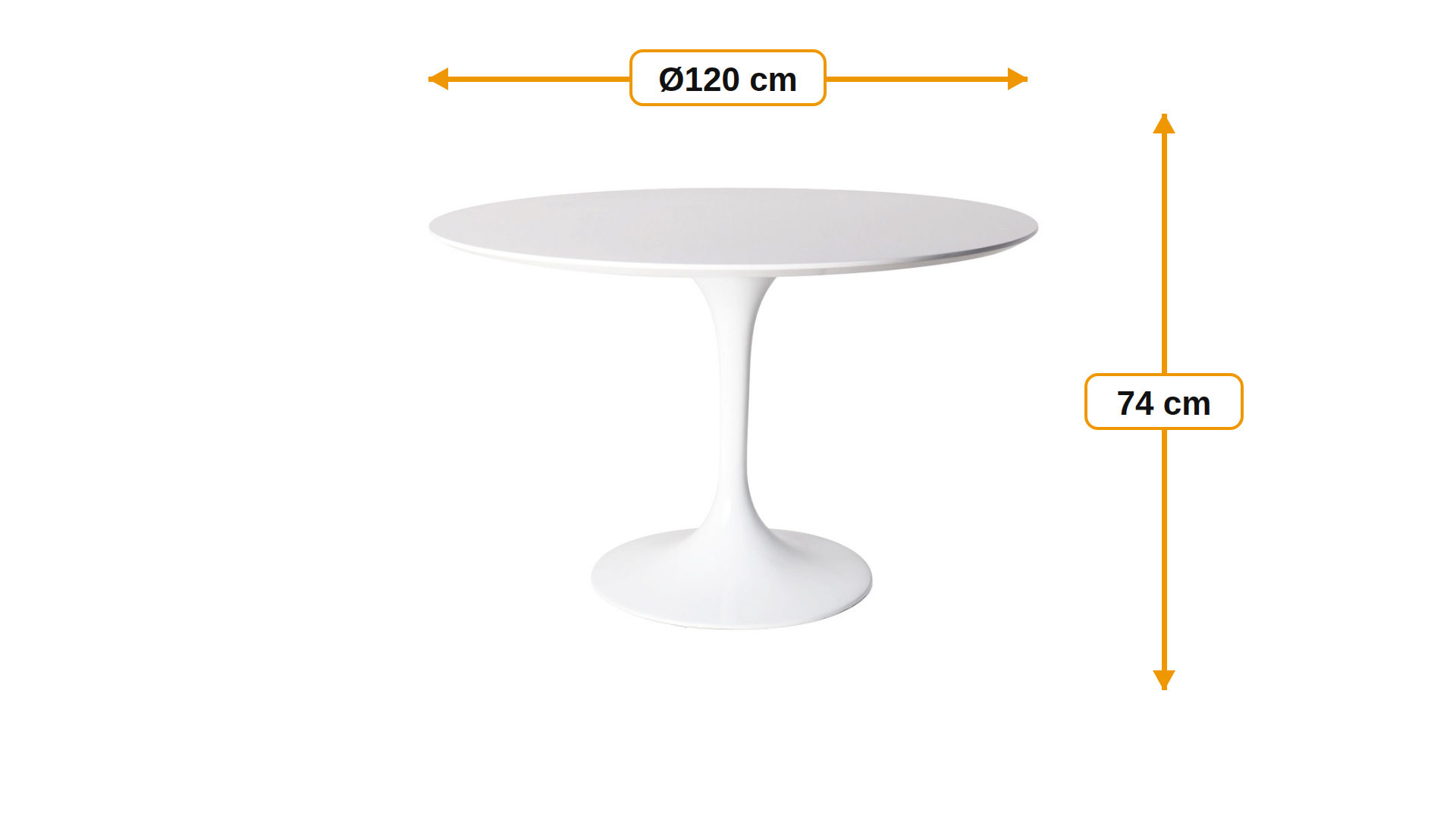 Product dimensions for Matbord Tulpanbord 120cm | FurnFurn