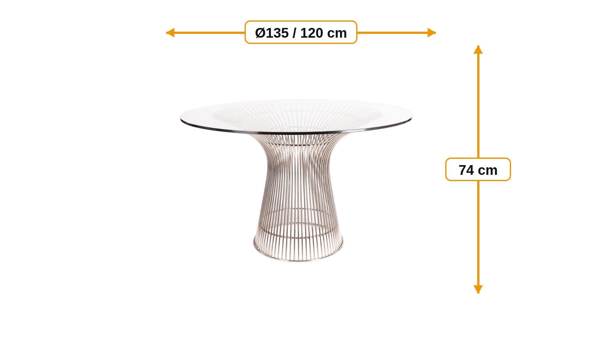 Product dimensions for Spisebord Wire Bord | FurnFurn