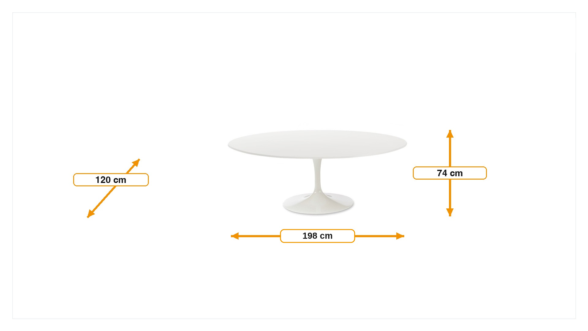 Product dimensions for Dining table Tulip Table Oval | FurnFurn