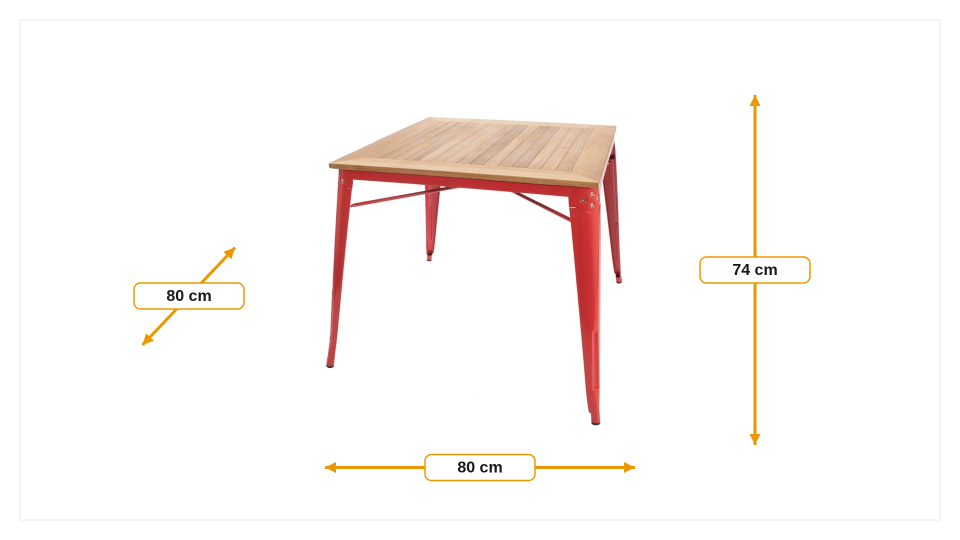 Product dimensions for Dining table Tolix style outdoor table | FurnFurn