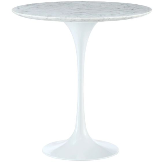 furnfurn Beistelltisch 50cm | Eero Saarinen Replik Tulip Table Top weißem Marmor weiß Tischbein